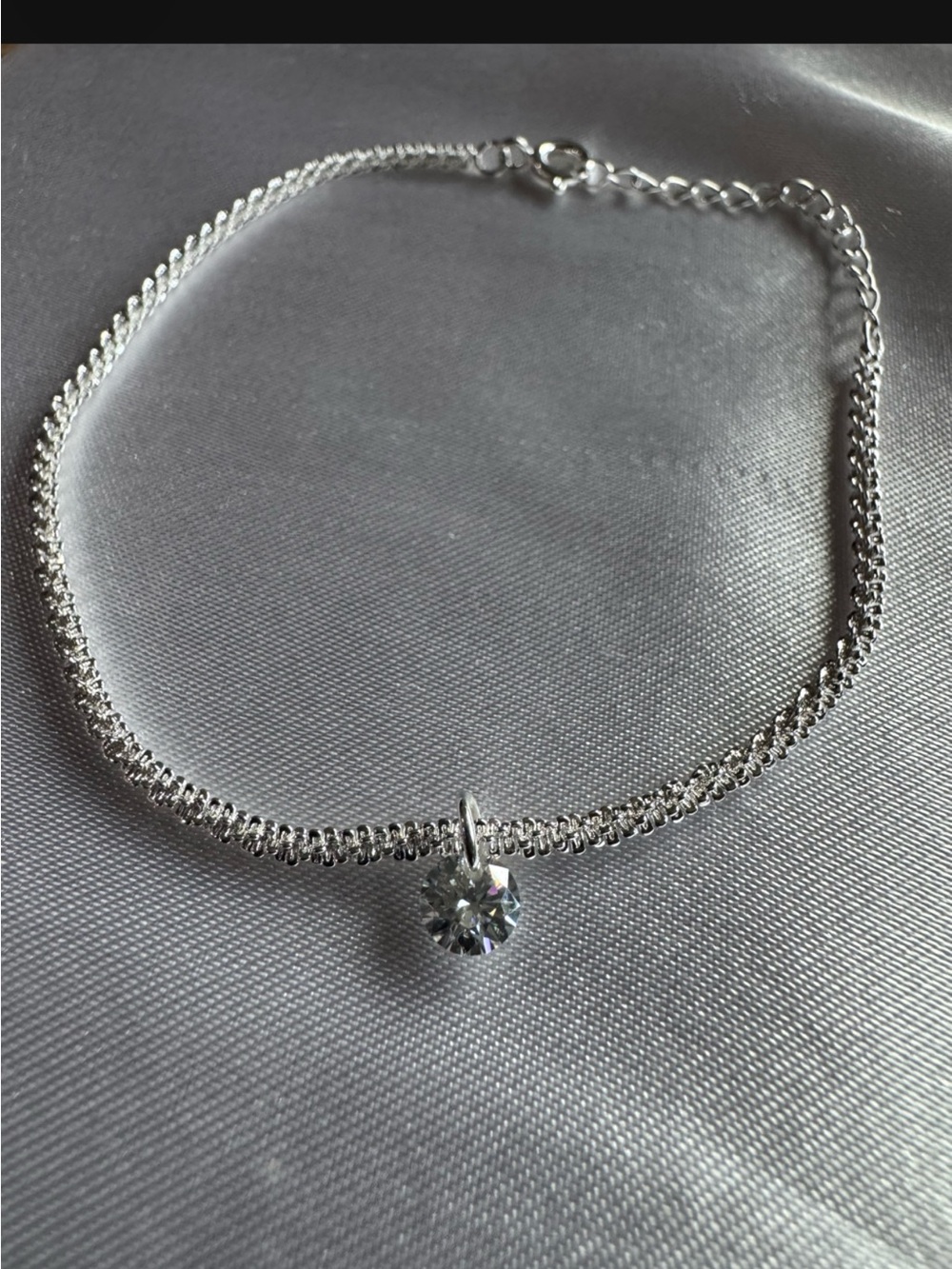 Moissanite 1/2 carat Teardrop Sterling Silver Twisted Rock bracelet NEW - Picture 8 of 11